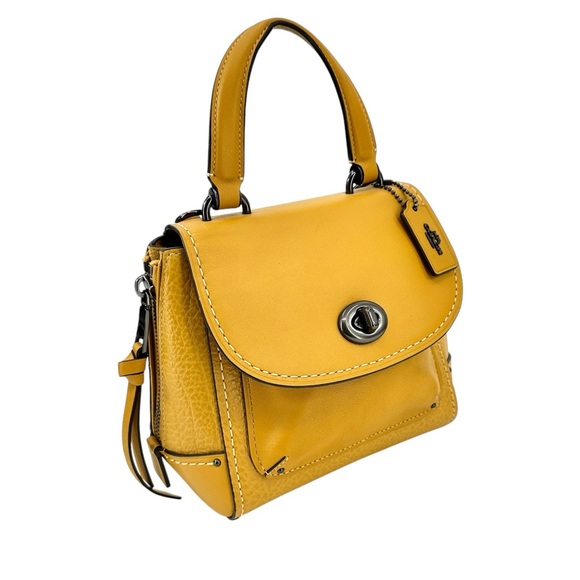 NWOT Coach Mini Faye Leather Backpack - Yellow Pebble Leather Mini Handbag - Picture 2 of 16
